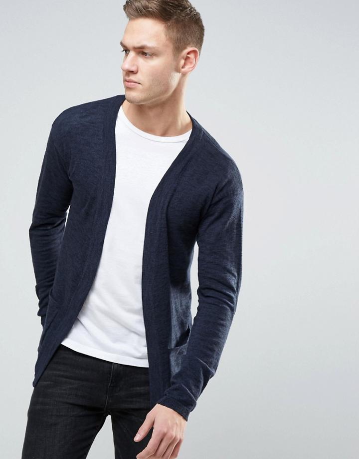 Jack & Jones Originals Open Drape Cardigan - Gray