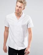 Hugo By Hugo Boss Endo Shirt Short Sleeve Revere Collar Grid Print Slim Fit In White - White