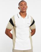Armani Exchange Color Block Polo In Stone-white