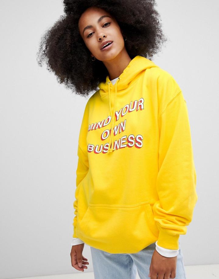 Adolescent Clothing Mind Your Own Business Hoodie - Yellow