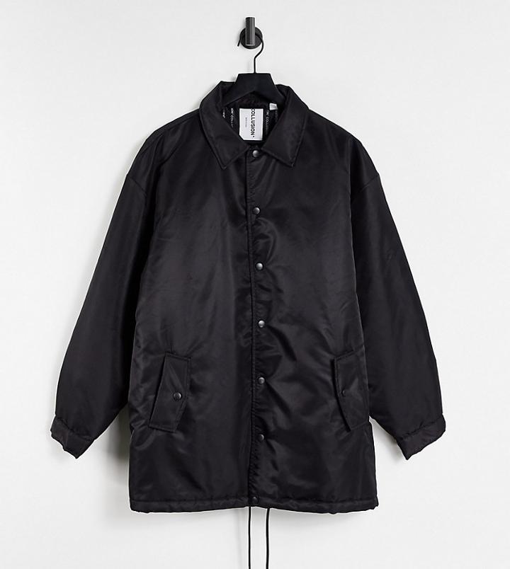 Collusion Unisex Recycled Polyester Coach Jacket In Black