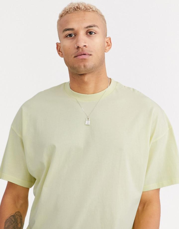 Asos Design Oversized T-shirt With Crew Neck In Yellow-green