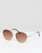 Selected Round Sunglasses - Gold