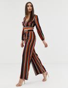 Outrageous Fortune Wide Leg Pants Two-piece In Stripe Print-multi