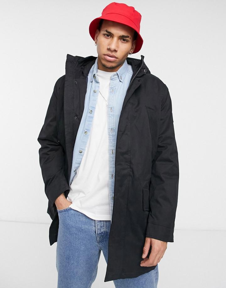 Tommy Hilfiger Hooded Parka Jacket In Black