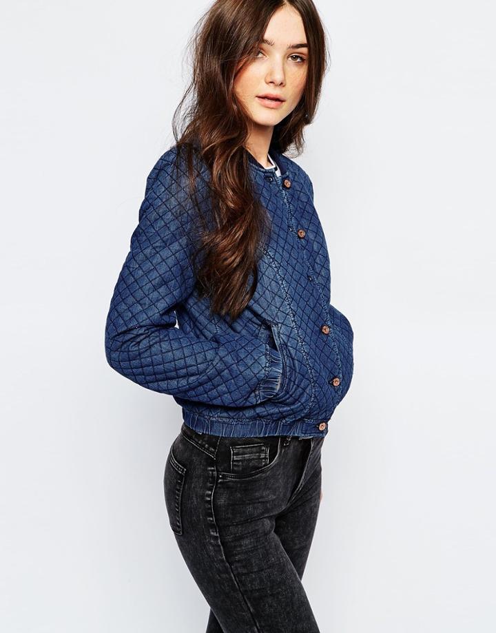 Only Quilted Denim Jacket - Blue