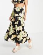 Asos Design Full Maxi Skirt In Bright Tropical Print - Part Of A Set-multi