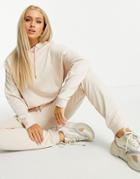 Asos Design Tracksuit Hoodie / Slim Sweatpants With Tie In Organic Cotton In Cream-white