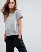 Noisy May Sweat Top With Pleat Detail - Gray
