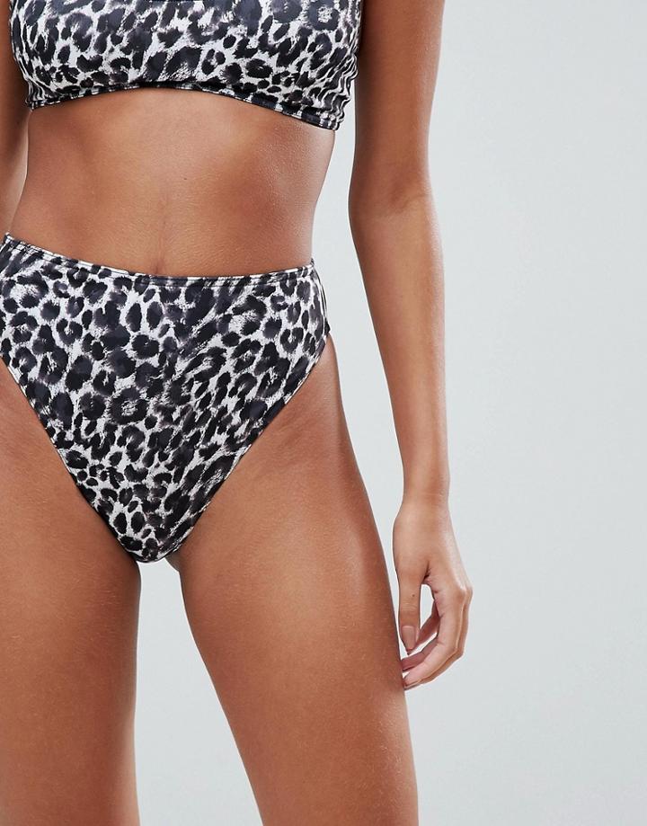 Asos Animal Print High Leg High Waist Bikini Bottom - Multi