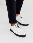 Asos Design Creeper Brogue Shoes In White Faux Leather - White