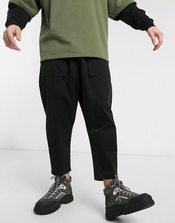 Asos Design Drop Crotch Chinos In Black