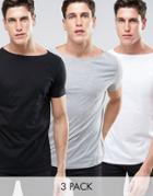 Asos T-shirt With Boat Neck 3 Pack Save - Multi