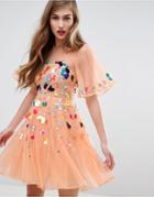 Asos Mesh Scattered Sequin Mini Dress - Multi