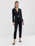 Unique21 Tailored Jumpsuit With Gold Buckle Detail - Black