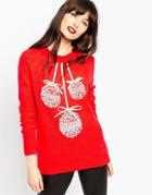 Asos Holidays Sweater With Baubles - Red