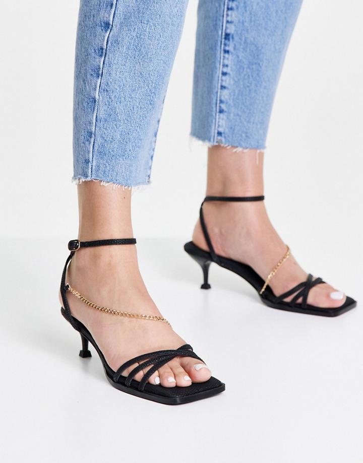 Topshop Nimble Low Chain Sandals In Black