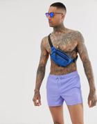 Asos Design Swim Shorts In Purple Short Length