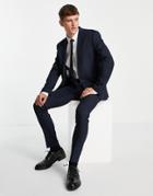 Topman Super Skinny Textured Suit Pants In Navy