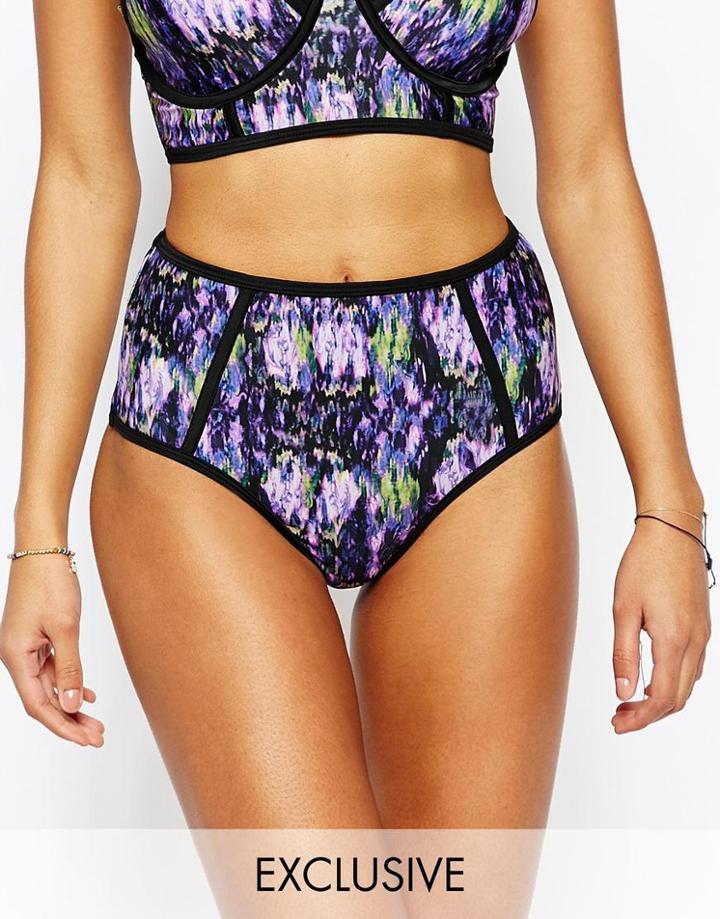 Wolf & Whistle Printed High Waist Bikini Bottom - Multi