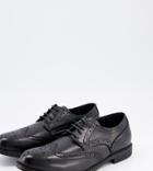 Truffle Collection Wide Fit Formal Lace Up Brogues In Black