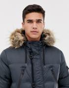 Brave Soul Puffer Parka Jacket With Hood. - Gray