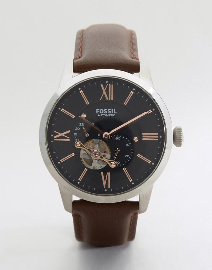 Fossil Townsman Mechanical Leather Watch In Brown - Brown