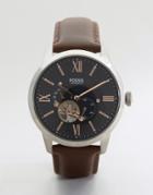 Fossil Townsman Mechanical Leather Watch In Brown - Brown