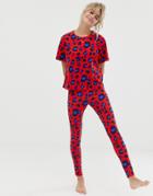 Asos Design Animal Pyjama Legging Set - Multi