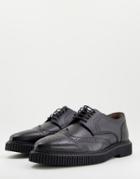 Bolongaro Trevor Leather Brogue Shoes With Ridge Sole-black