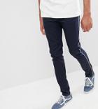 Asos Design Tall Skinny Chinos In Navy With White Piping - Navy