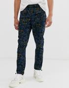 Asos Design Relaxed Utility Sweatpants In Abstract Camo Print - Navy
