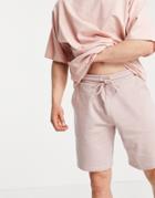 Asos Design Set Oversized Jersey Shorts In Pink