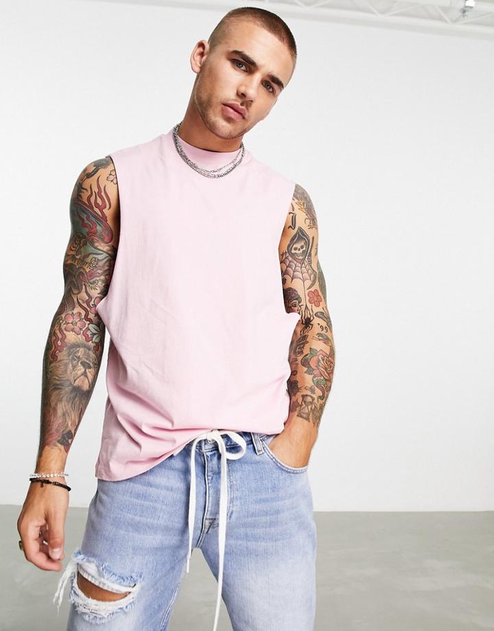 Asos Design Relaxed Fit Tank Top In Light Pink