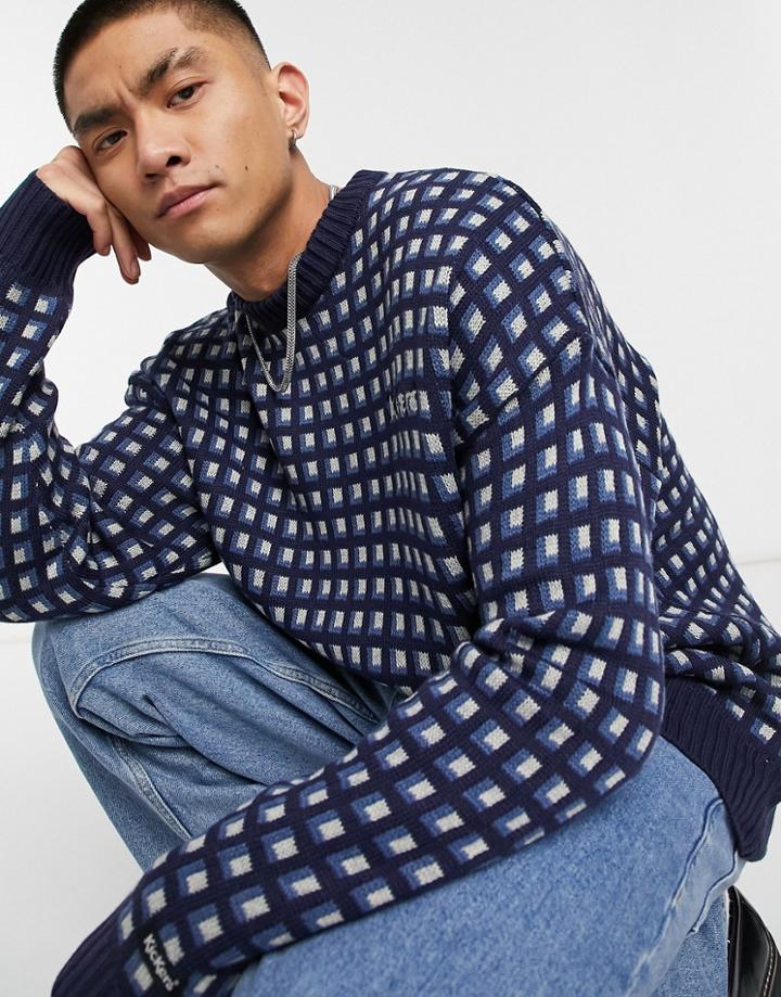 Kickers Pattern Knitted Sweater In Navy