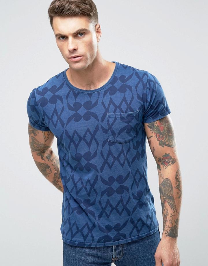 Scotch And Soda Printed Indigo T-shirt - Navy