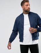 Fred Perry Tipped Bomber Jacket In Dark Blue - Blue