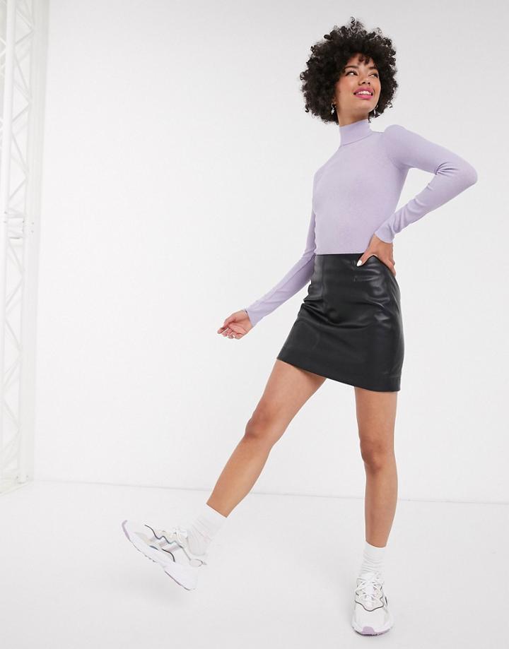 Monki Mini Pu Skirt In Black