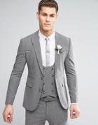 Asos Wedding Super Skinny Suit Jacket In Mini Check In Gray - Gray