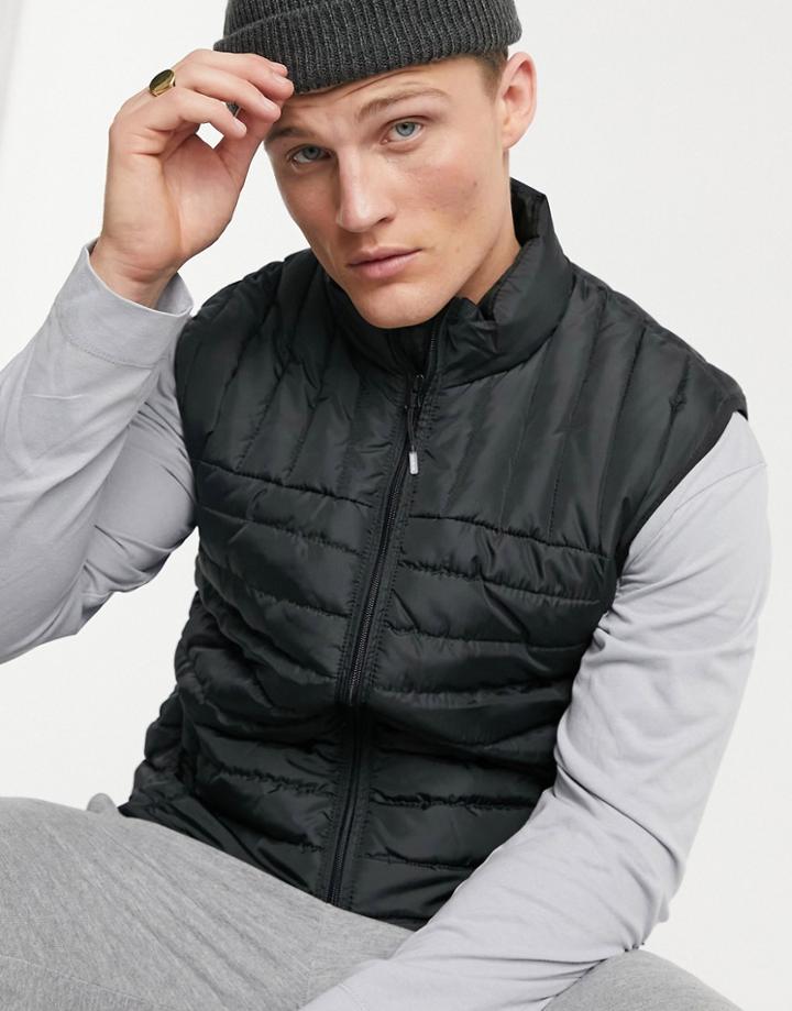 Only & Sons Quilted Vest In Black
