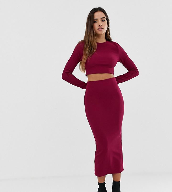 Prettylittlething Ribbed Midaxi Two-piece Skirt In Plum - Purple