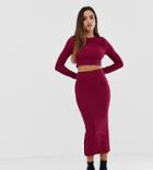 Prettylittlething Ribbed Midaxi Two-piece Skirt In Plum - Purple