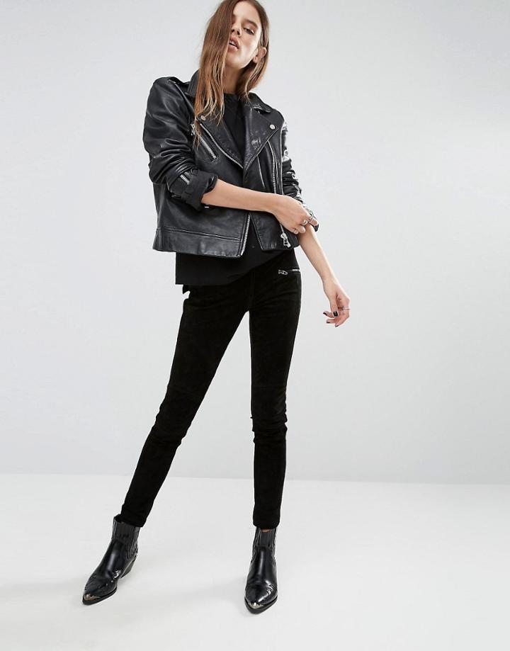 Blank Nyc Suede Front Skinny Jeggings With Zip Pockets - Black