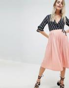Missguided Pleated Midi Skirt - Pink