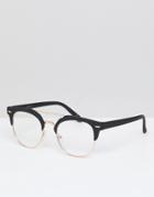 Asos Retro Glasses In Gold & Matte Black With Clear Lens - Gold