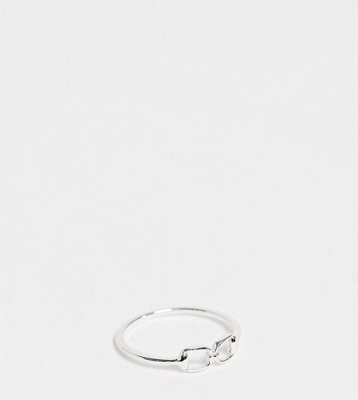 Asos Design Sterling Silver Ring With Buckle Design
