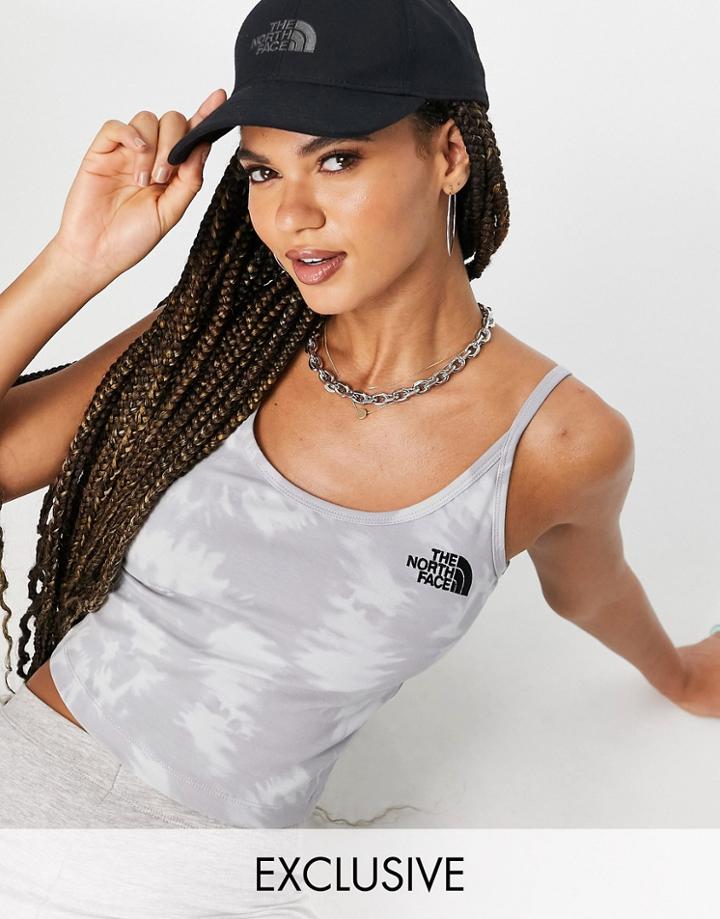 The North Face Cropped Tank Top In Gray Tie Dye Exclusive At Asos-grey