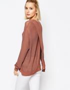 Weekday Open Back Long Knit Sweater - Light Brown