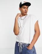 Asos Design Extreme Oversized Heavyweight Crop Tank Top In White