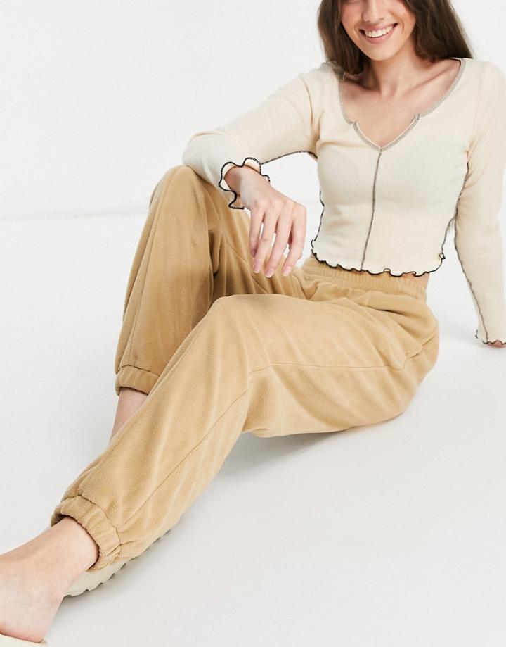 Asos Design Fleece Sweatpants In Sand-neutral